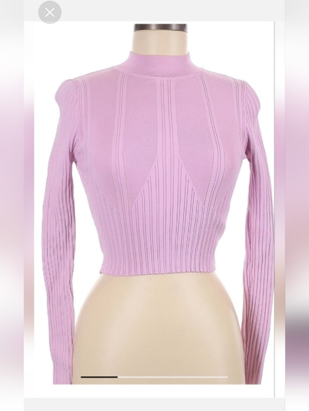 Forever 21 Lilac Ribbed Mock-Neck Cropped Top